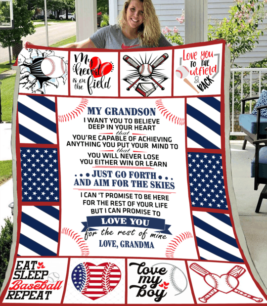Baseball My Grandson Sherpa Fleece Blanket