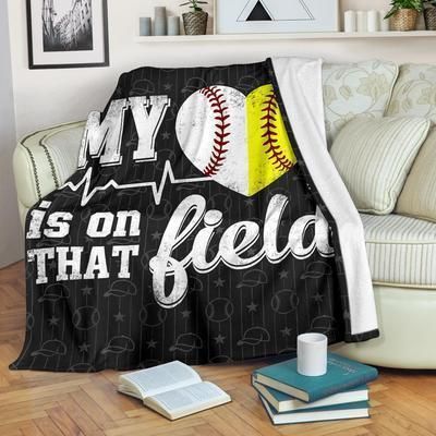 Baseball My Heart Is On That Field Sherpa Fleece Blanket
