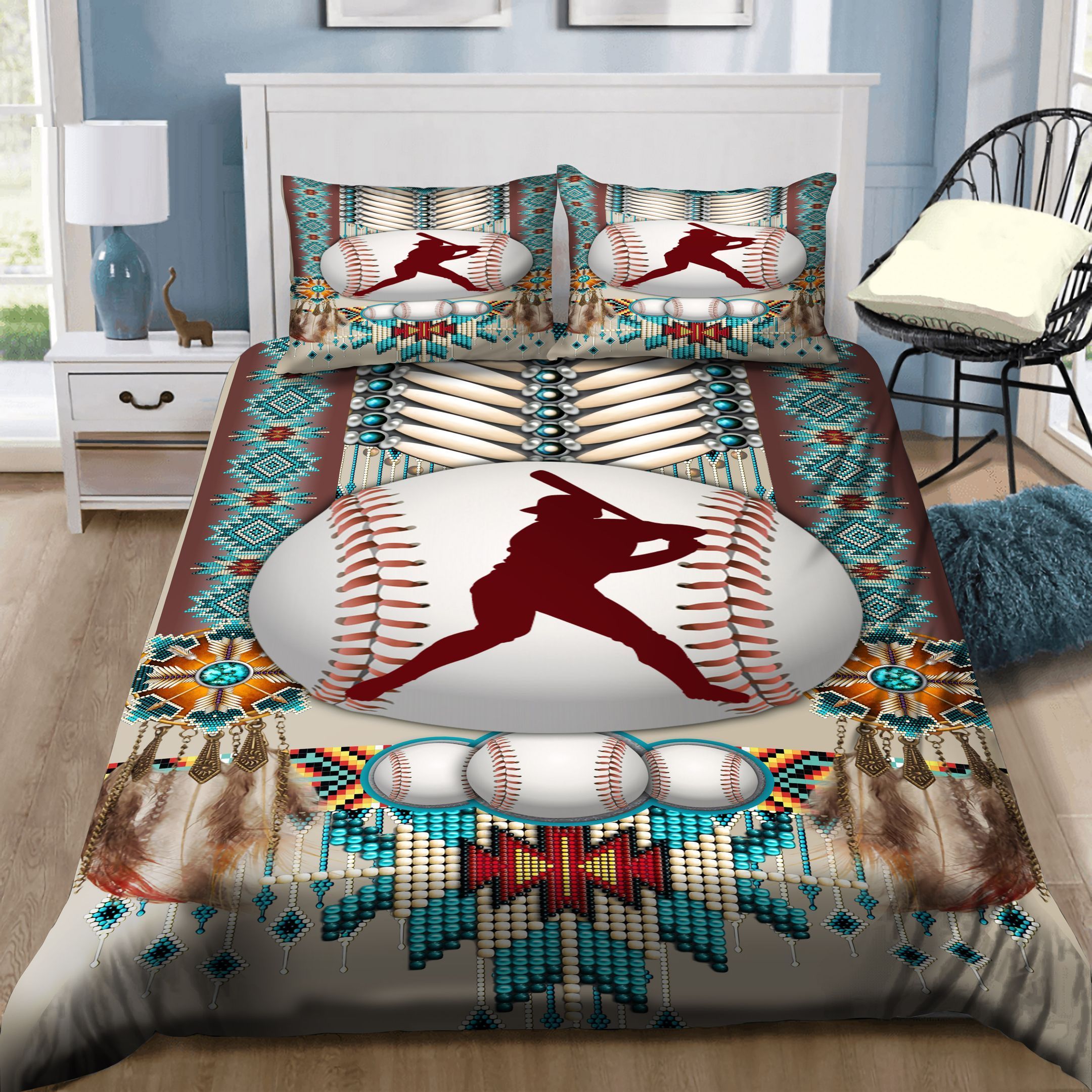 Baseball Native American Bedding Set