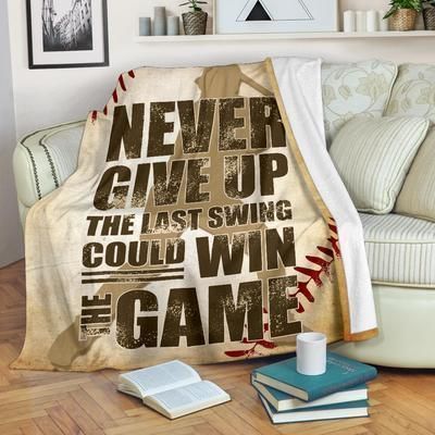 Baseball Never Give Up The Last Swing Sherpa Fleece Blanket