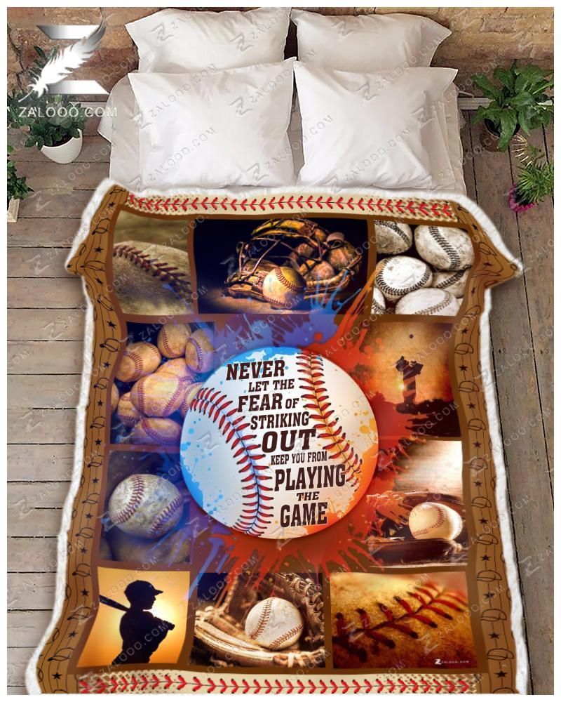 Baseball Never Let The Fear Sherpa Fleece Blanket