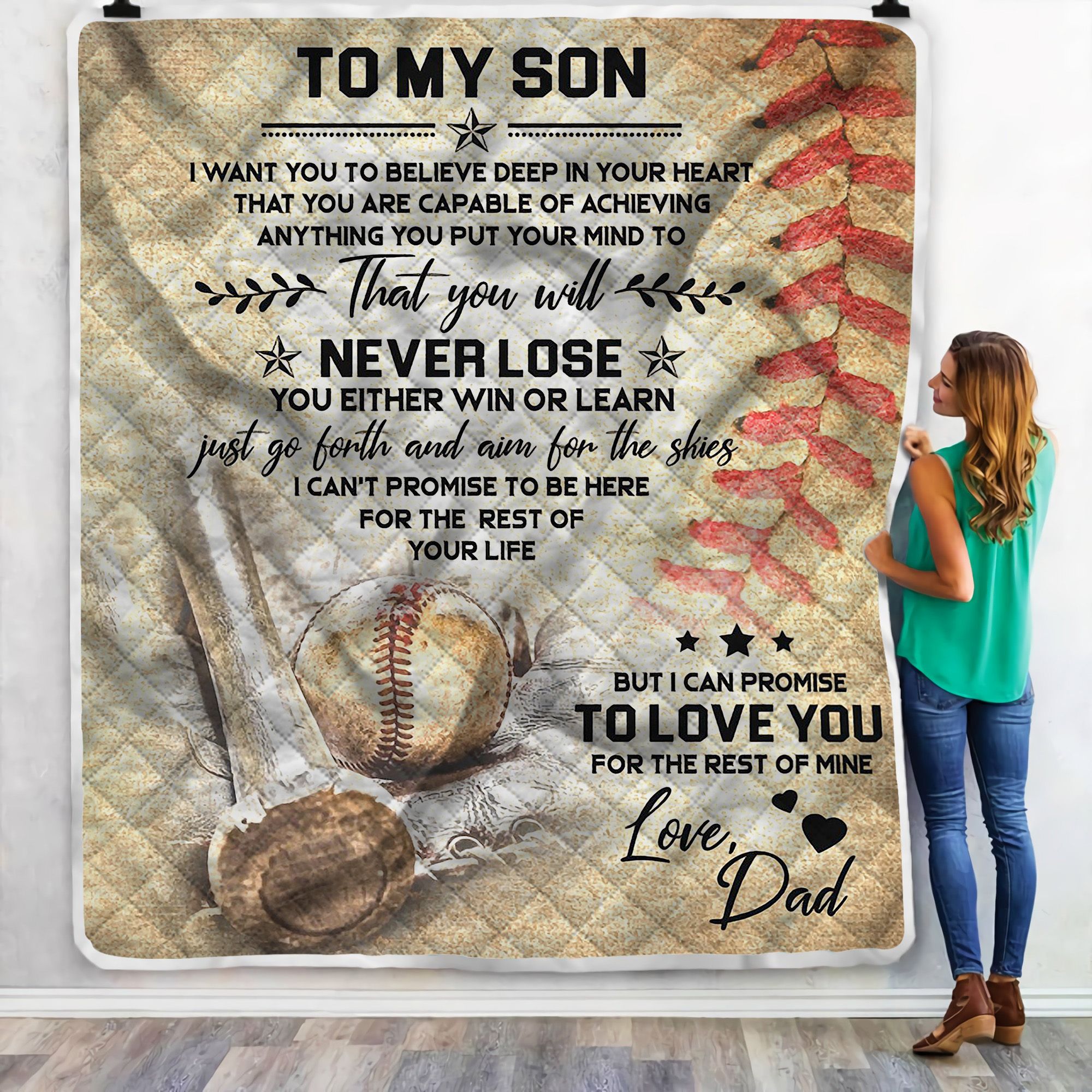 Baseball Never Lose Fleece Blanket