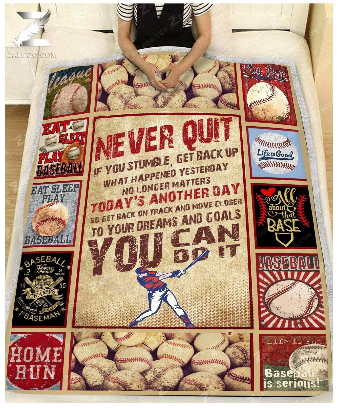 Baseball Never Quit Sherpa Fleece Blanket