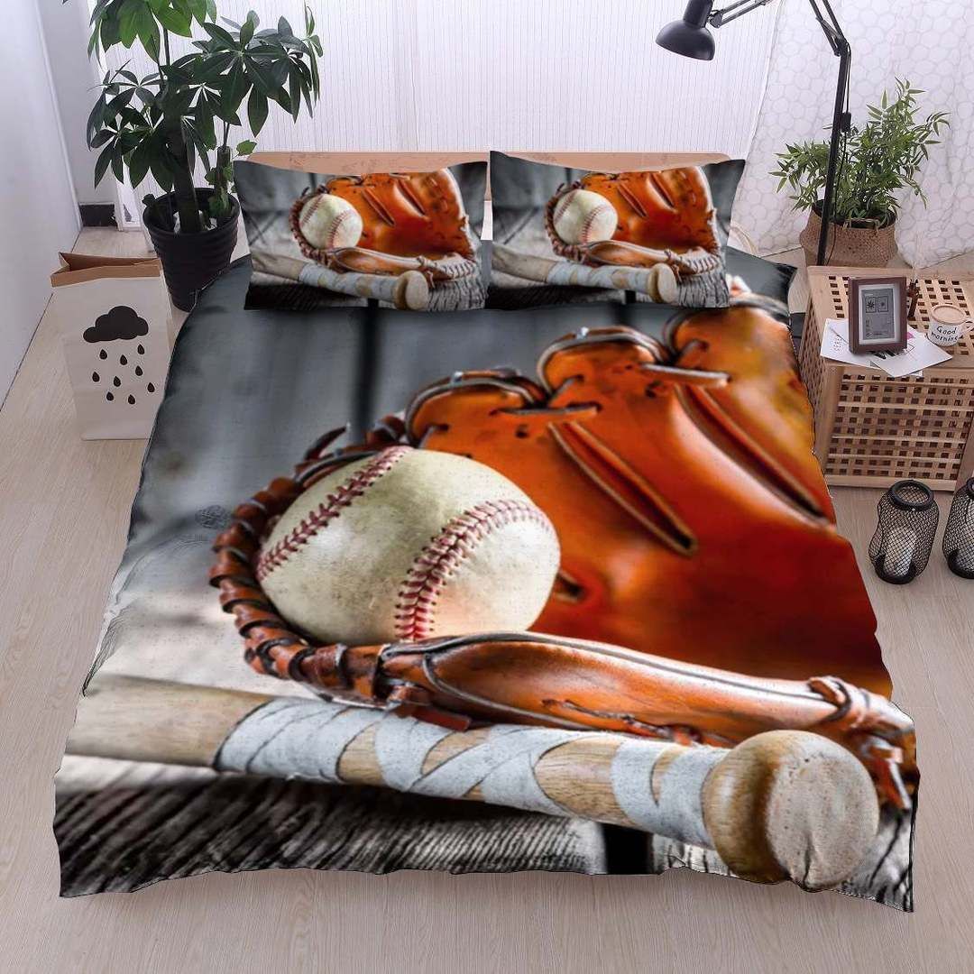Baseball Twin Queen King Cotton Bed Sheets Spread Comforter Bedding Set