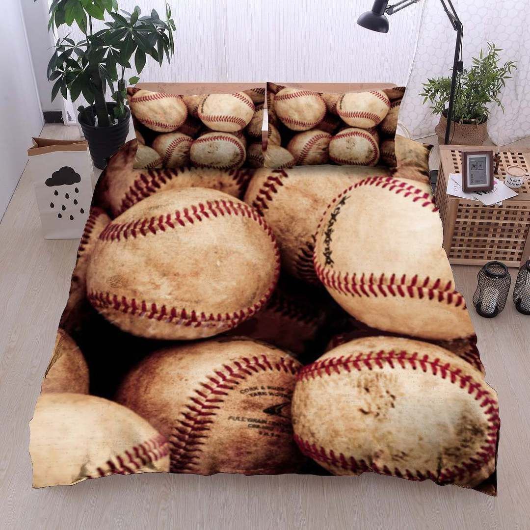 Baseball Twin Queen King Cotton Bed Sheets Spread Comforter Bedding Set
