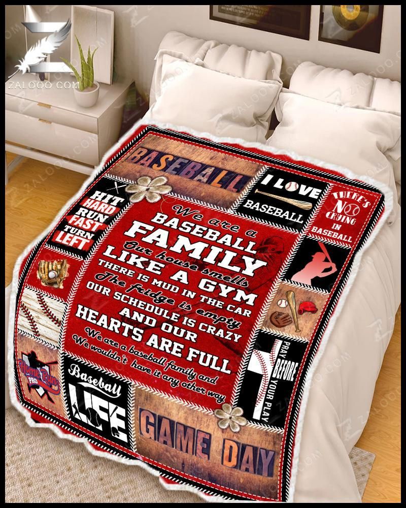 Baseball Our Hearts Are Full Sherpa Fleece Blanket