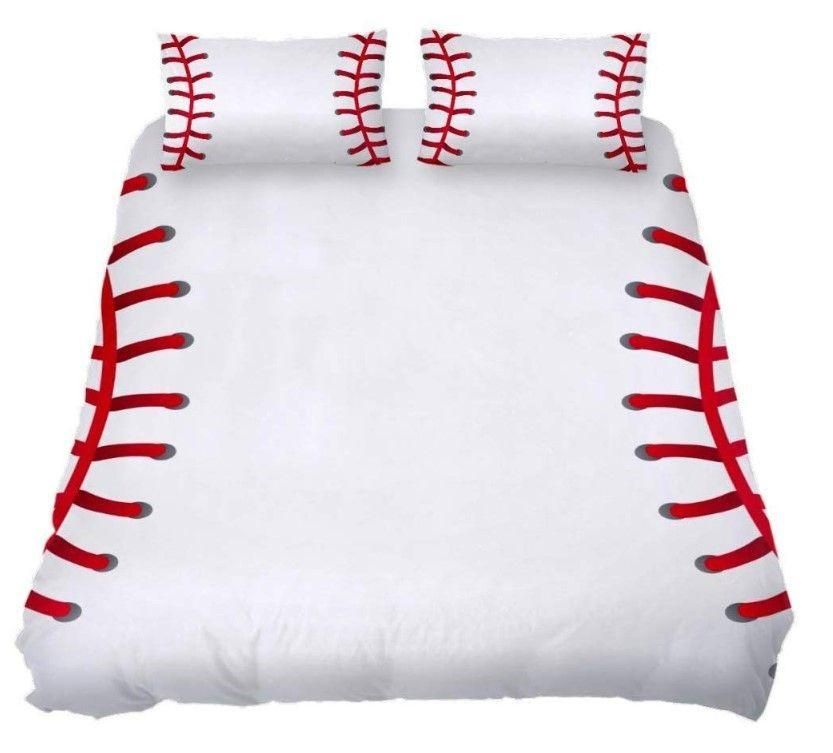 Baseball Pattern In White Bedding Set