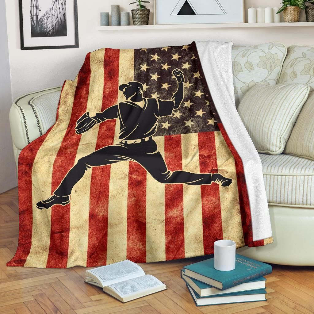 Baseball Pitcher Sherpa Fleece Blanket