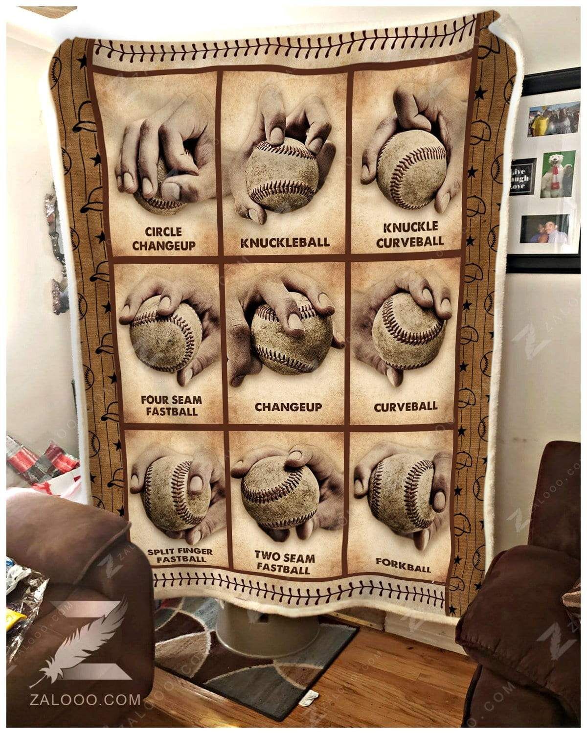 Baseball Pitching Grips Sherpa Fleece Blanket