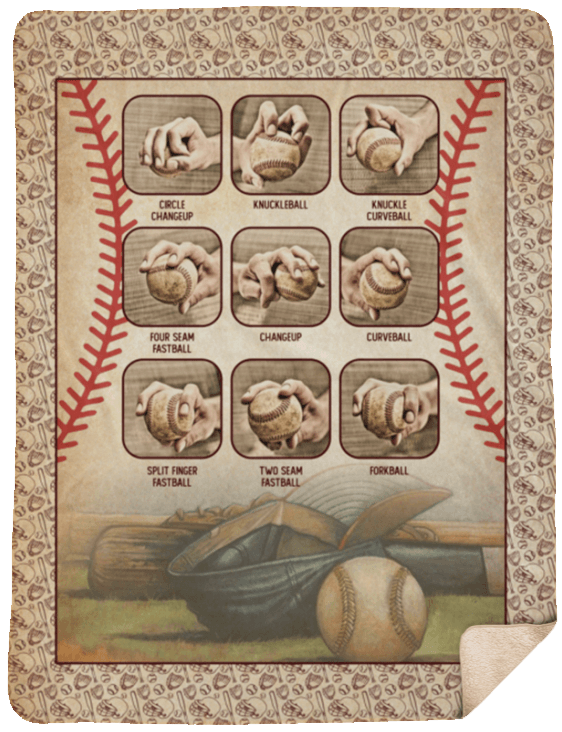 Baseball Pitching Grips Sherpa Fleece Blanket