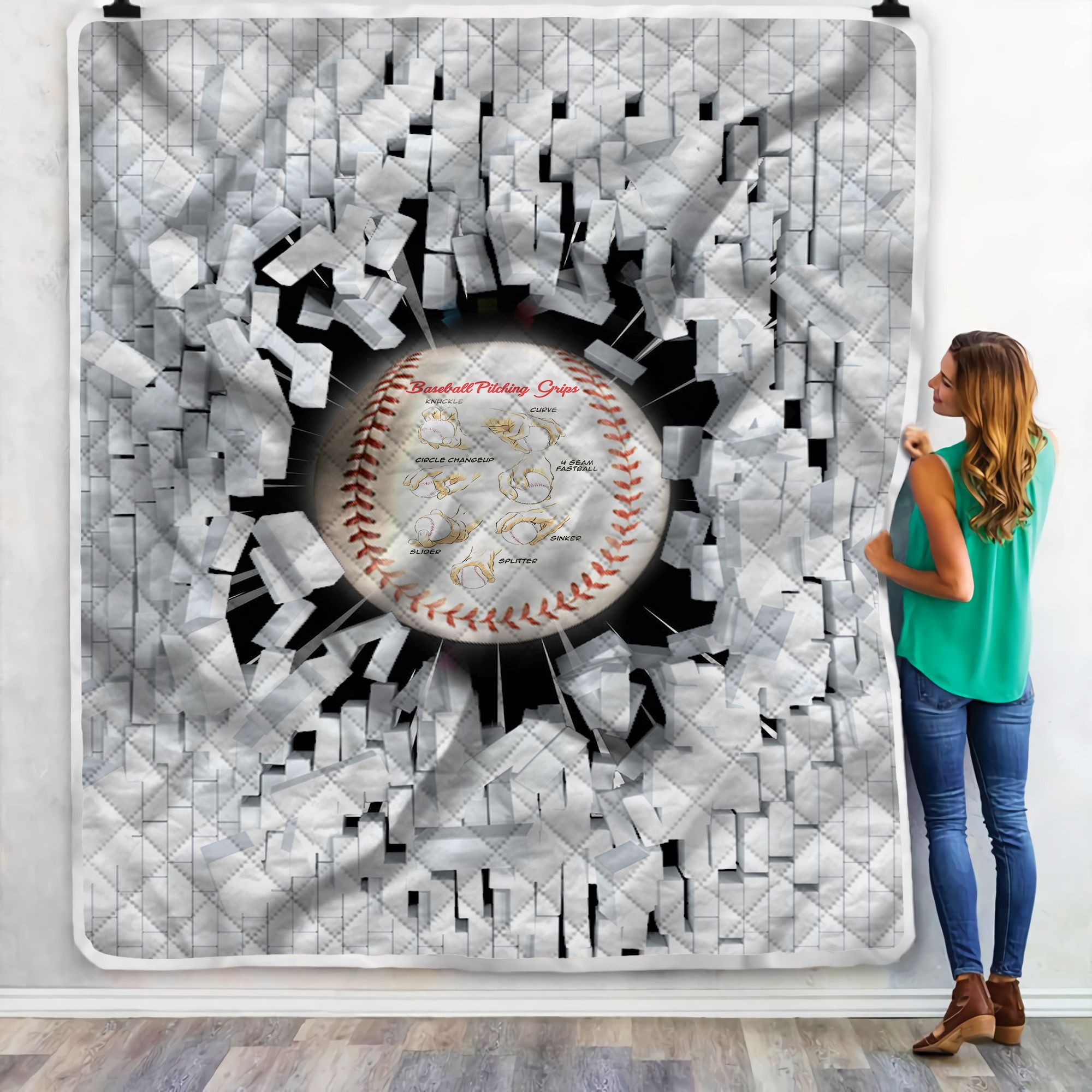 Baseball Pitching Grips Fleece Blanket