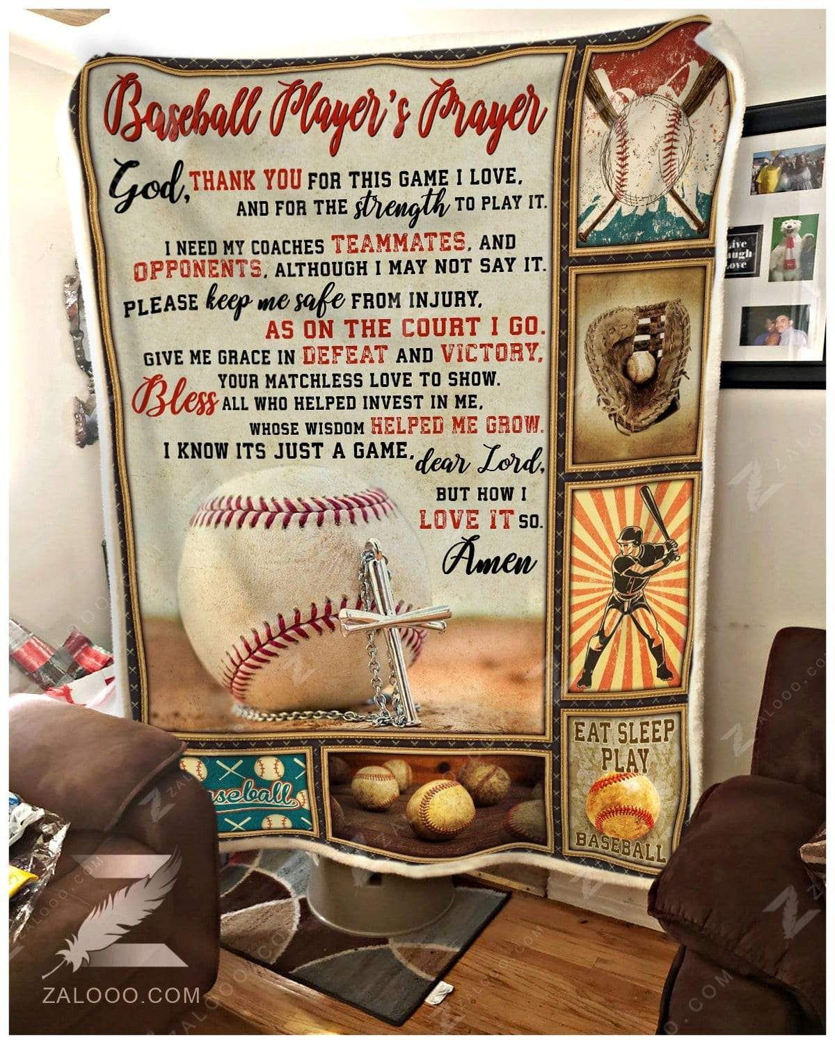 Baseball Players Prayer Sherpa Fleece Blanket
