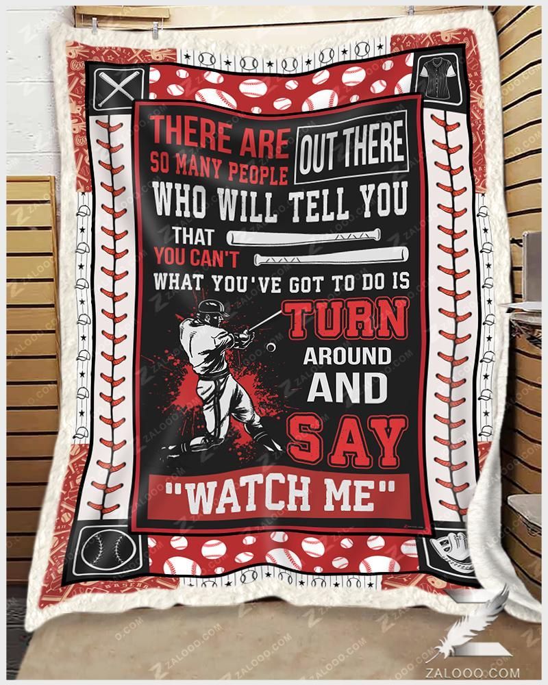 Baseball Say Watch Me Sherpa Fleece Blanket