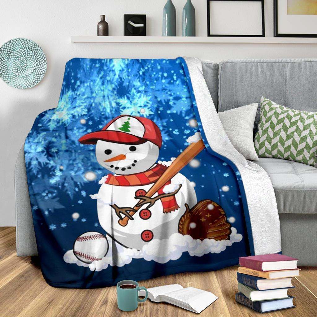 Baseball Snowman Sherpa Fleece Blanket