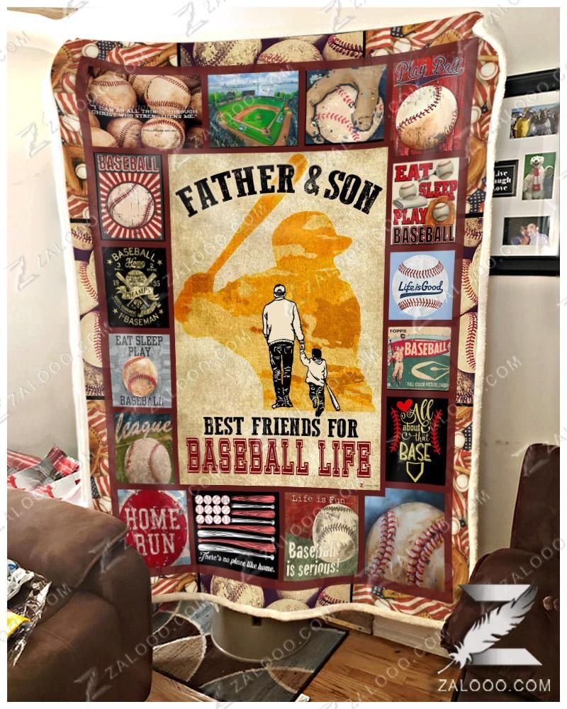 Baseball Son Dad Best Friends For Baseball Life Sherpa Fleece Blanket