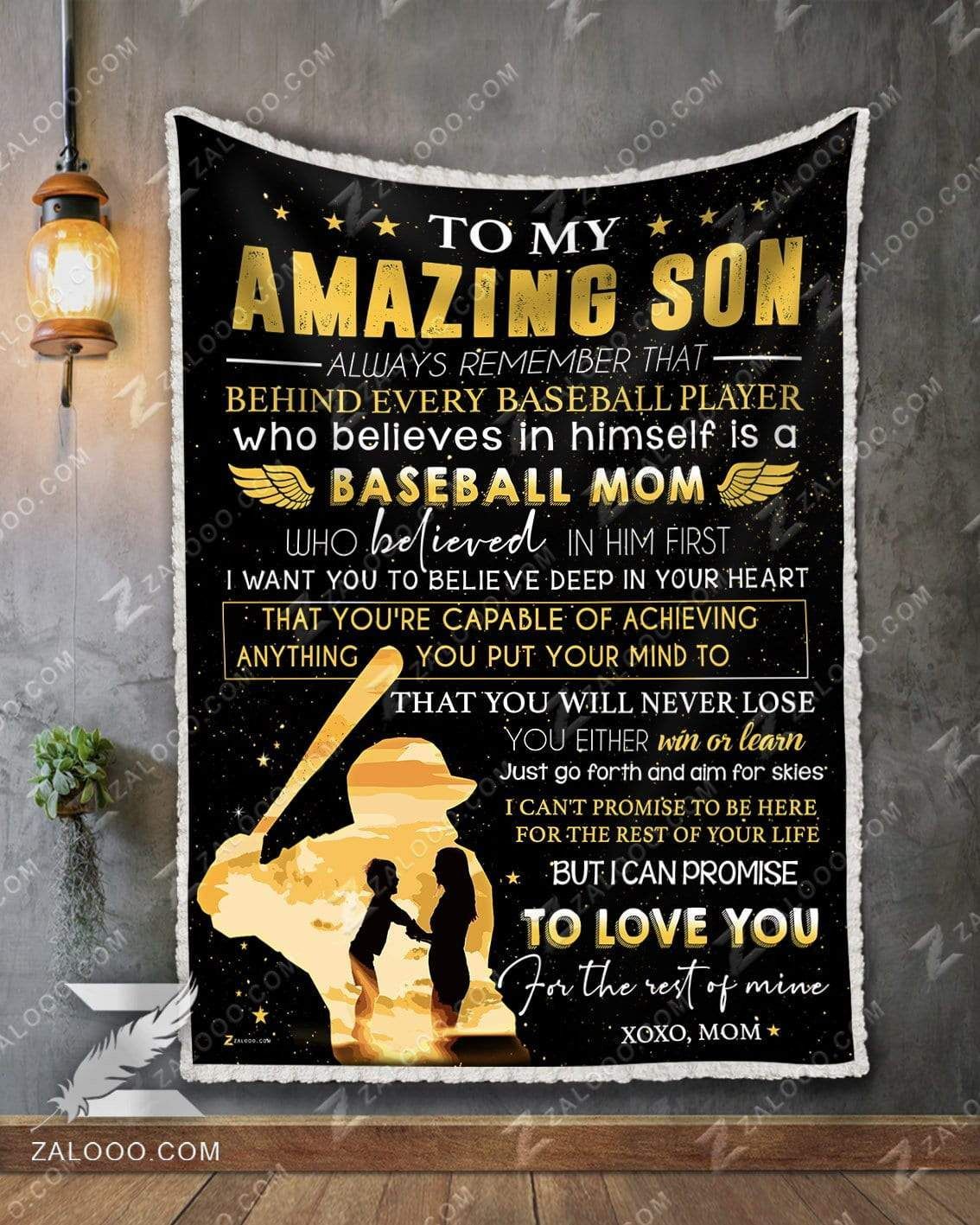 Baseball Son Mom Behind A Baseball Player Sherpa Fleece Blanket