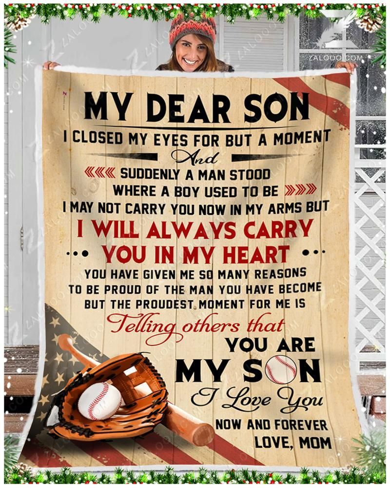Baseball Son Mom I Closed My Eyes Sherpa Fleece Blanket