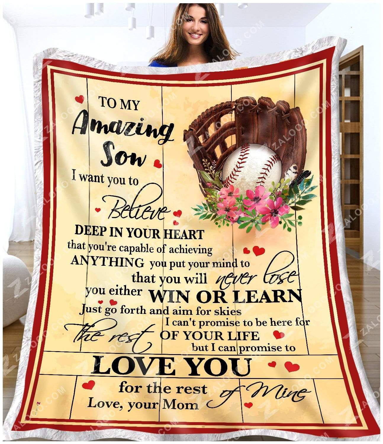Baseball Son Mom Love You For The Rest Of Mine Sherpa Fleece Blanket