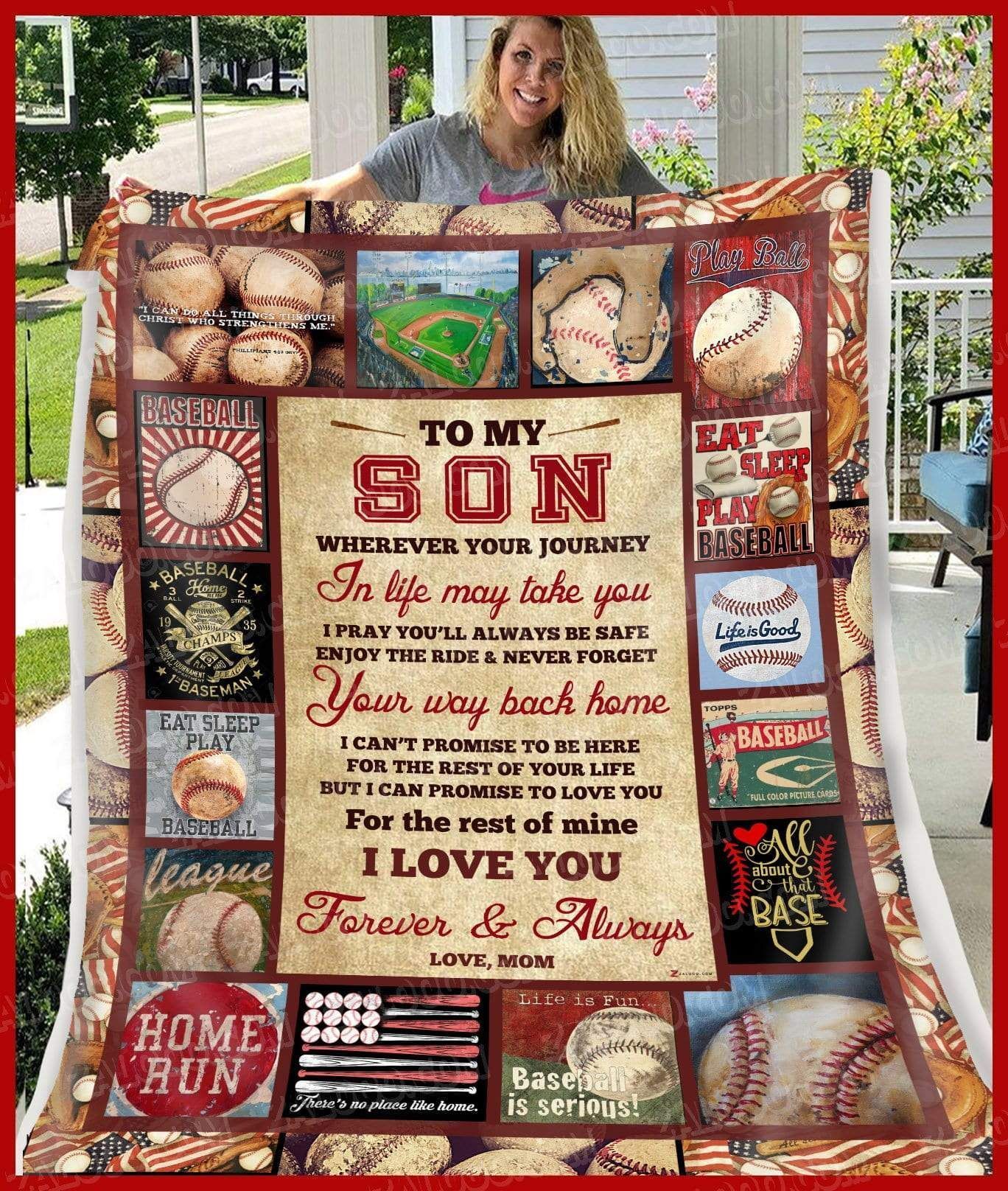 Baseball Son Mom Wherever Your Journey In Life May Take You Sherpa Fleece Blanket