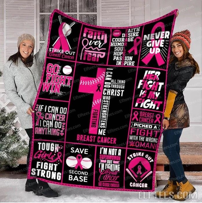 Baseball Strike Out Cancer Sherpa Fleece Blanket