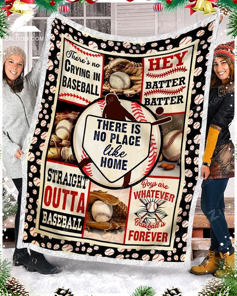 Baseball There Is No Place Like Home Sherpa Fleece Blanket