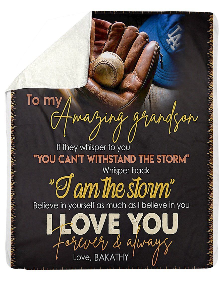 Baseball To My Amazing Grandson You Can’t With Stand The Storm Fleece Blanket
