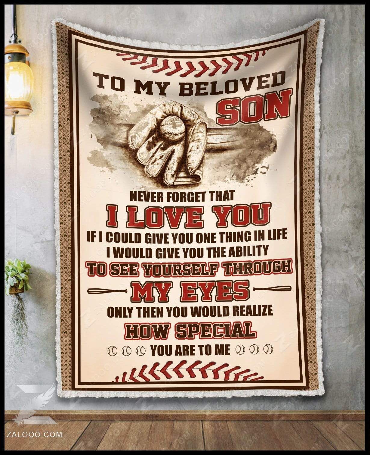 Baseball To My Beloved Son In My Eyes Sherpa Fleece Blanket