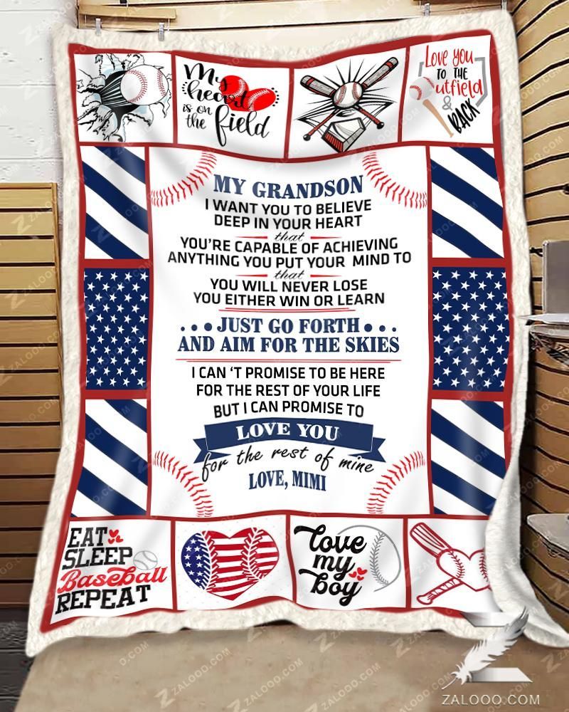 Baseball To My Grandson Sherpa Fleece Blanket