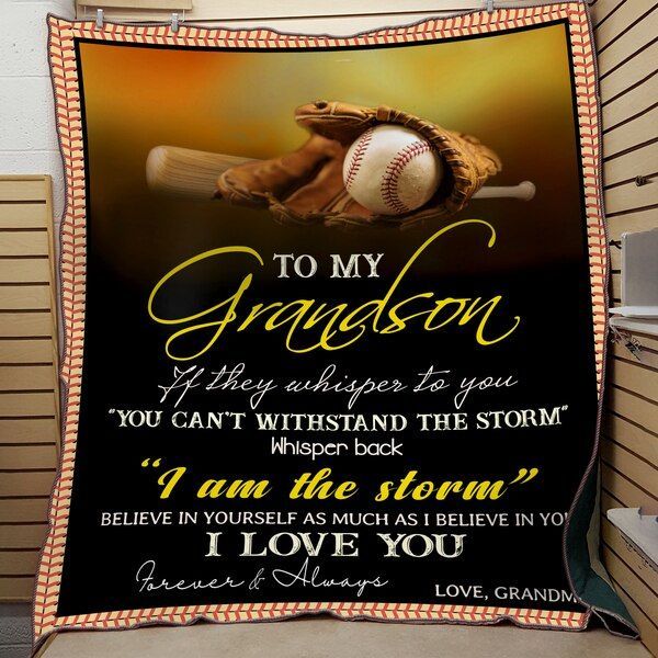 Baseball To My Grandson Sherpa Fleece Blanket