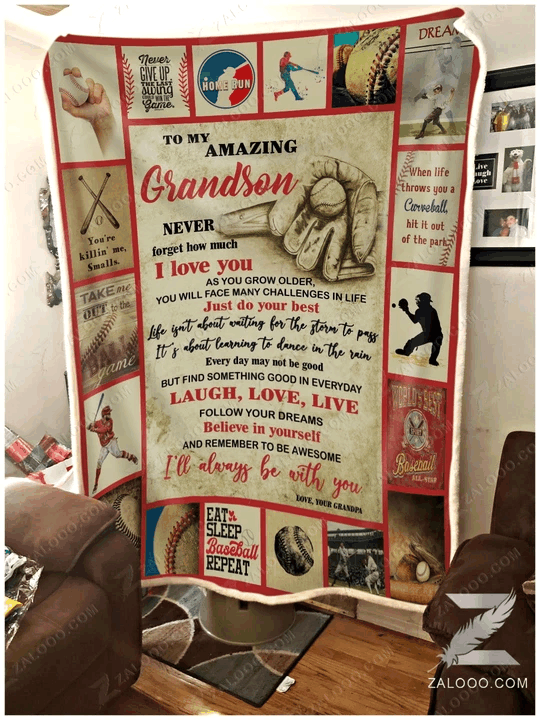 Baseball To My Grandson Sherpa Fleece Blanket