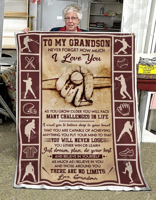 Baseball To My Grandson Sherpa Fleece Blanket