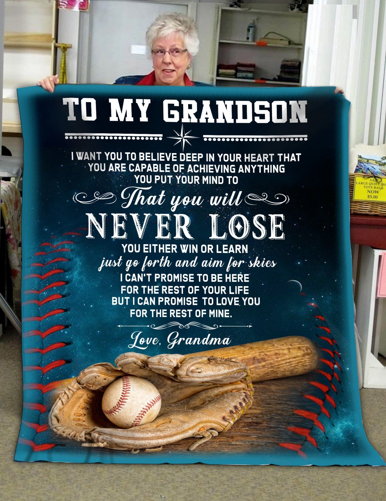 Baseball To My Grandson Sherpa Fleece Blanket