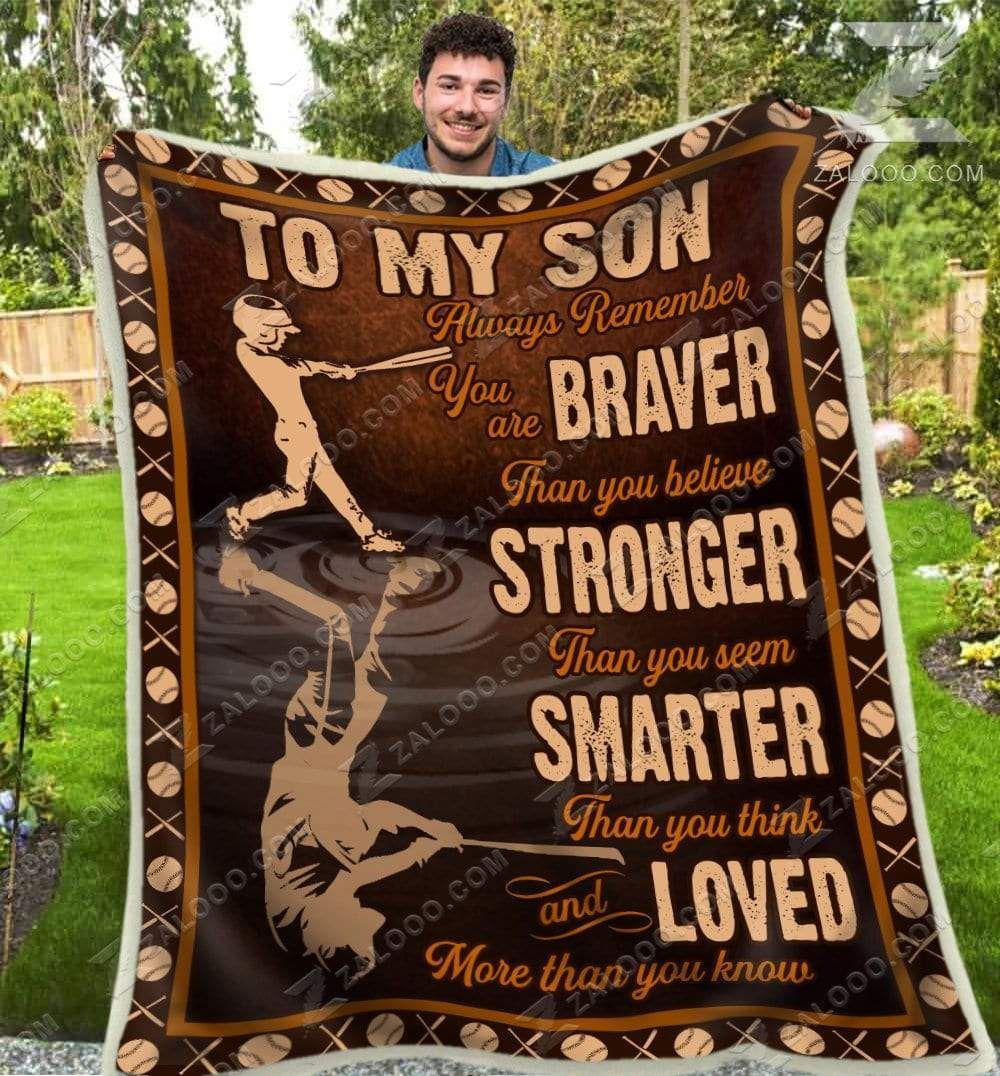 Baseball To My Son Always Remember Sherpa Fleece Blanket