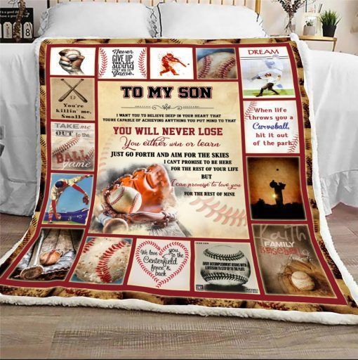Baseball To My Son Sherpa Fleece Blanket