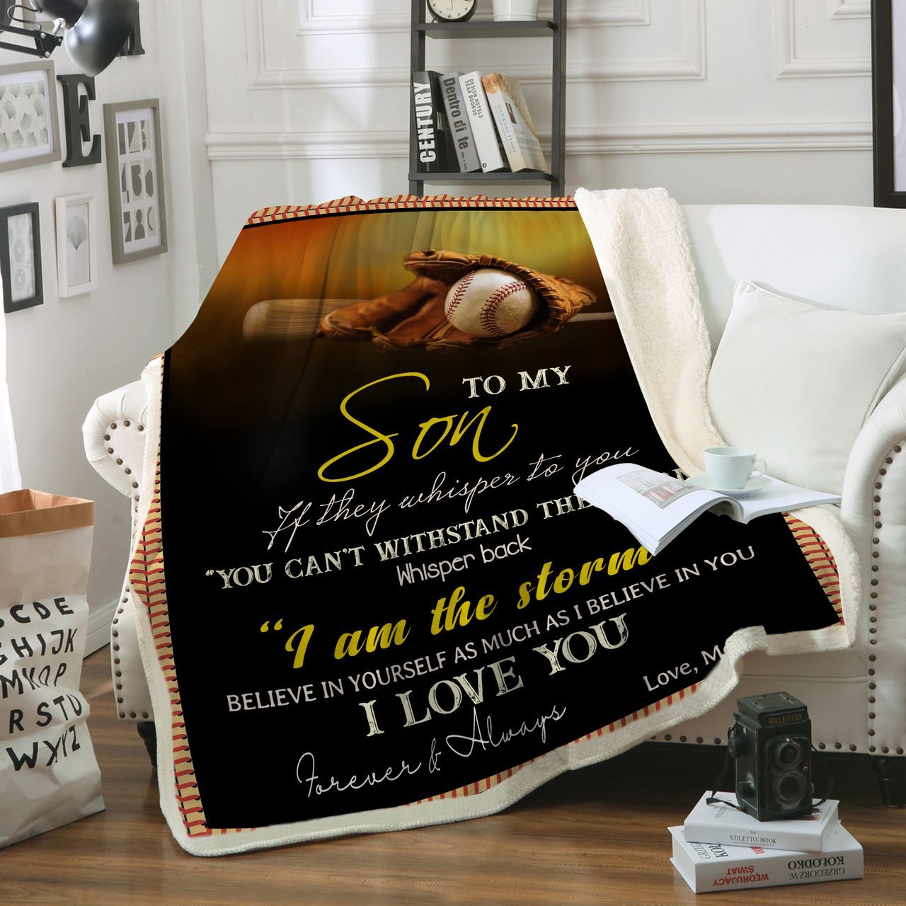 Baseball To My Son Sherpa Fleece Blanket