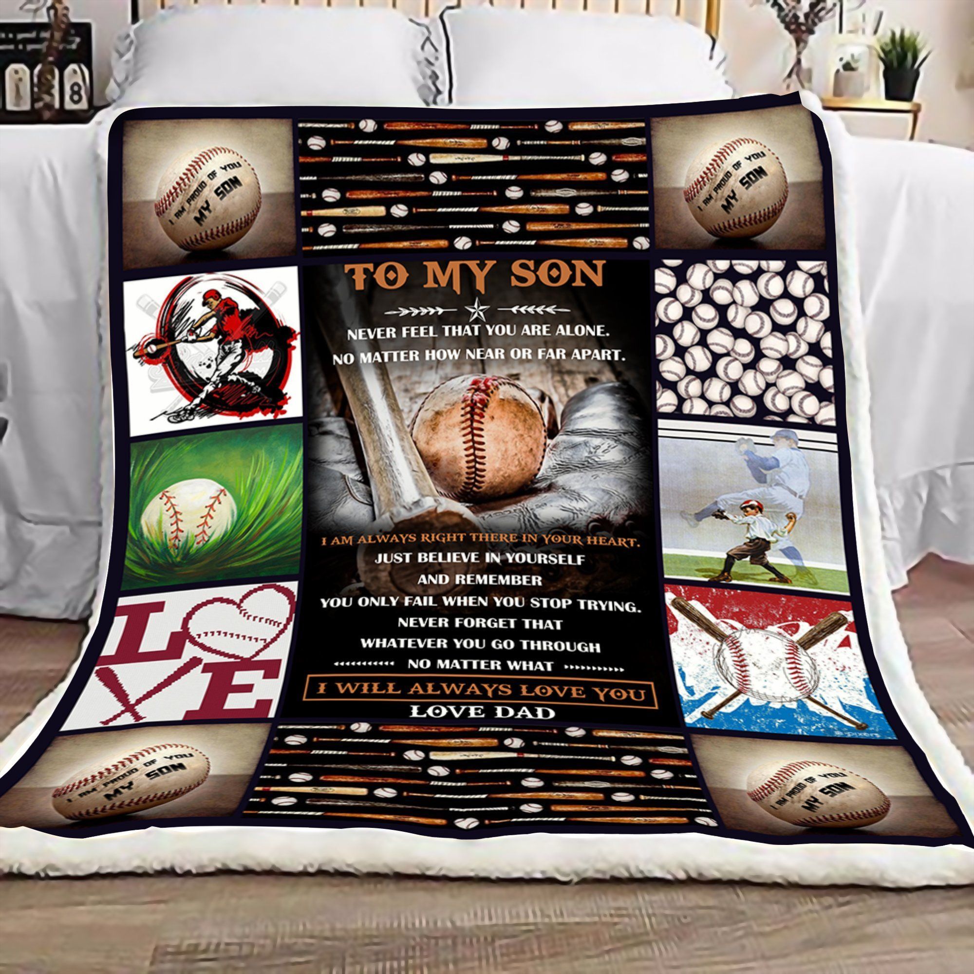 Baseball To My Son Sherpa Fleece Blanket
