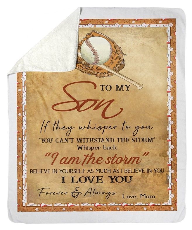 Baseball To My Son Sherpa Fleece Blanket