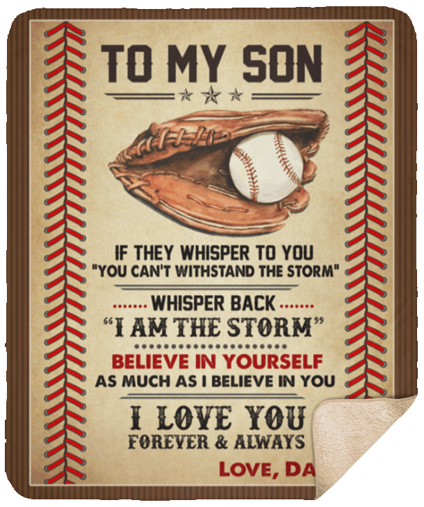 Baseball To My Son Sherpa Fleece Blanket