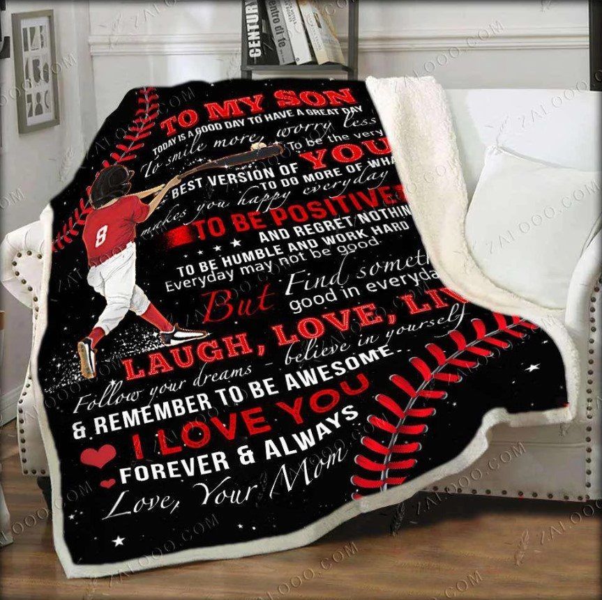 Baseball To My Son Sherpa Blanket