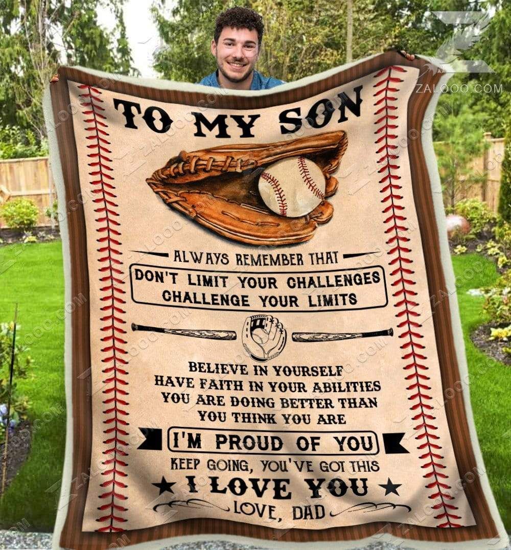 Baseball To My Son I Am Proud Of You Dad Sherpa Fleece Blanket
