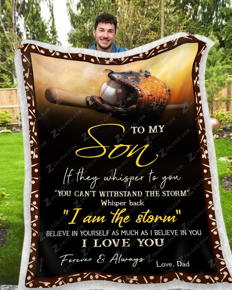 Baseball To My Son I Love You Dad Sherpa Fleece Blanket