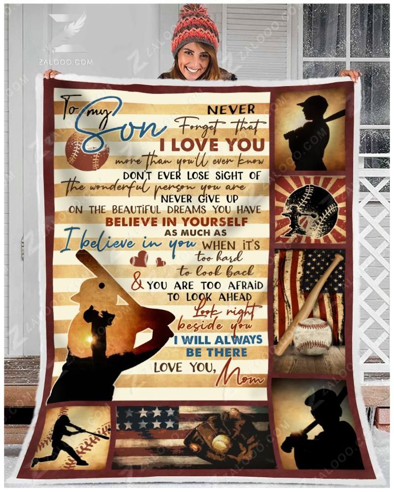 Baseball To My Son I Will Always Be There Mom Sherpa Fleece Blanket