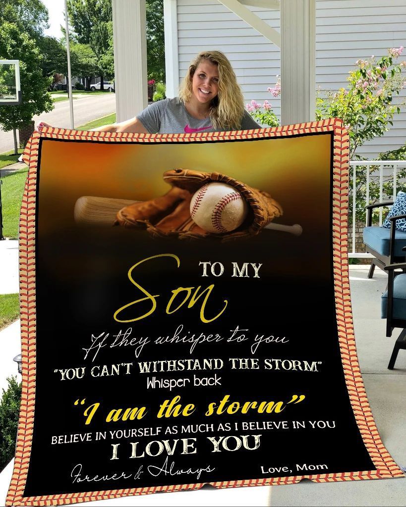 Baseball To My Son If They Whisper To You Sherpa Fleece Blanket