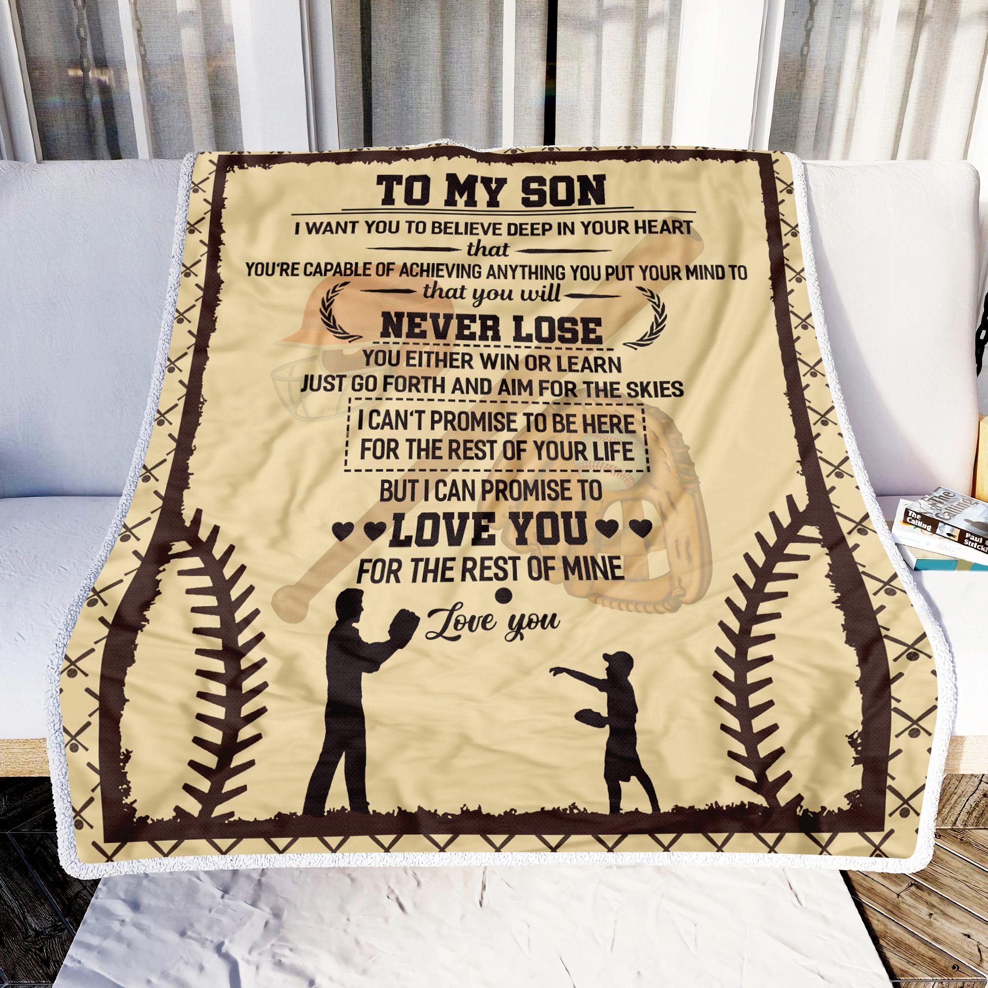 Baseball To My Son Love Dad Fleece Blanket