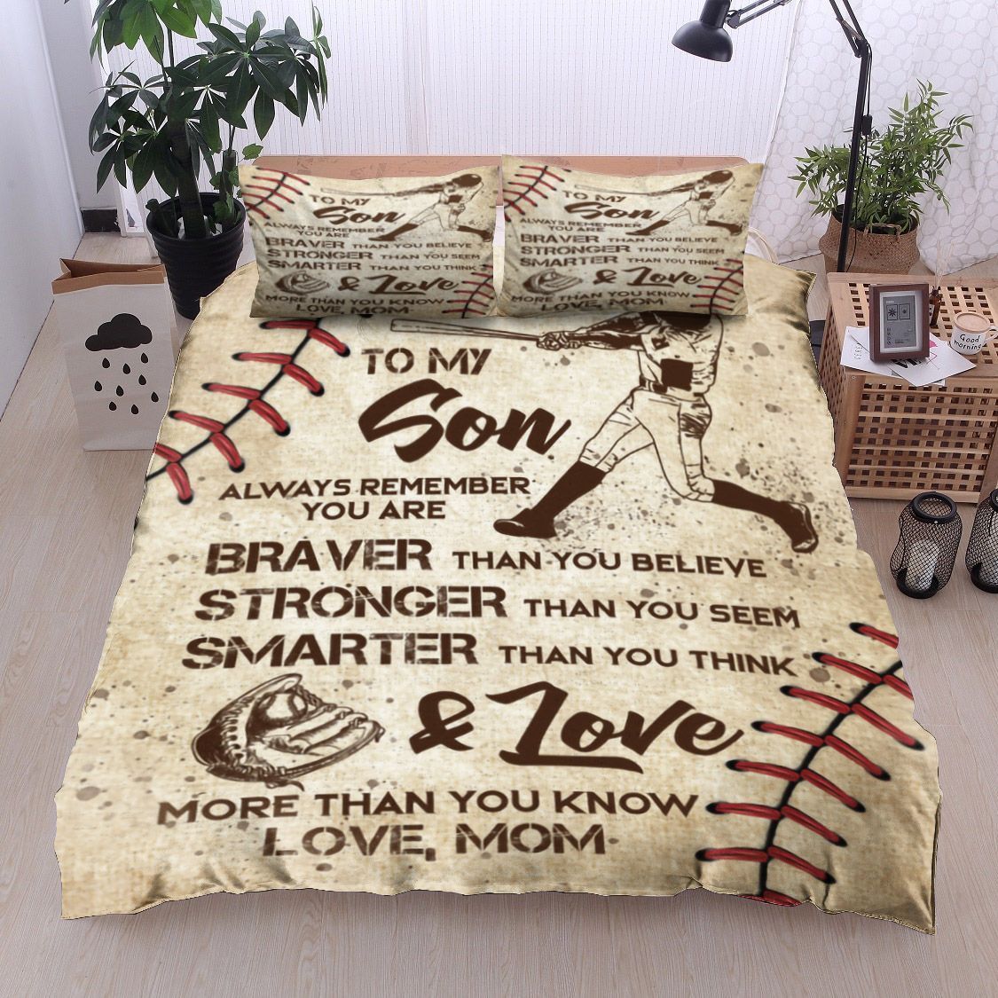 Baseball To My Son Love Mom Bedding Set