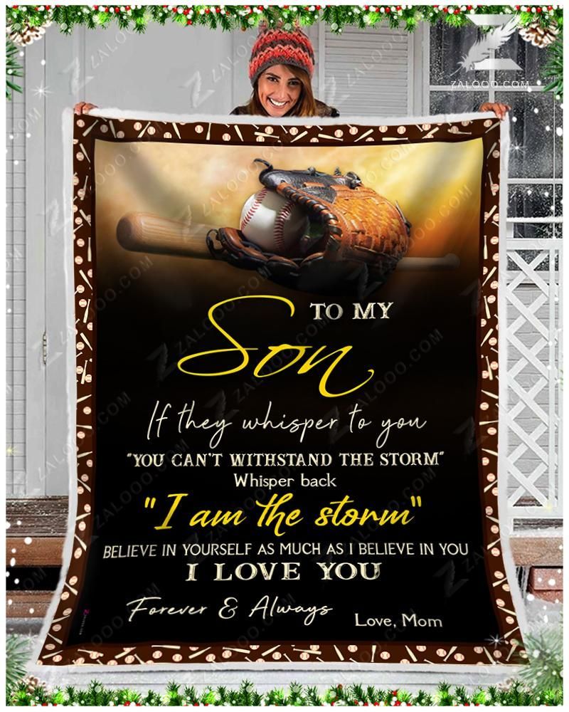 Baseball To My Son Love Mom Sherpa Fleece Blanket