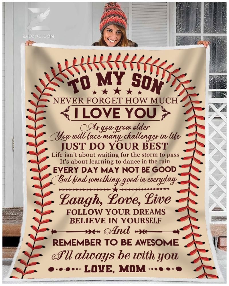 Baseball To My Son Mom Sherpa Fleece Blanket
