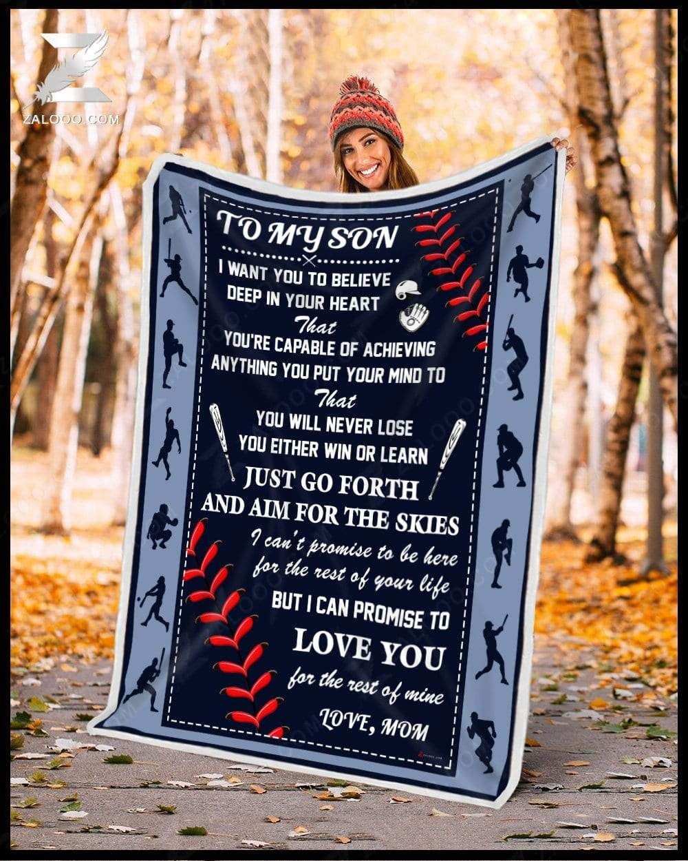 Baseball To My Son Mom When Life Gets Hard Sherpa Fleece Blanket