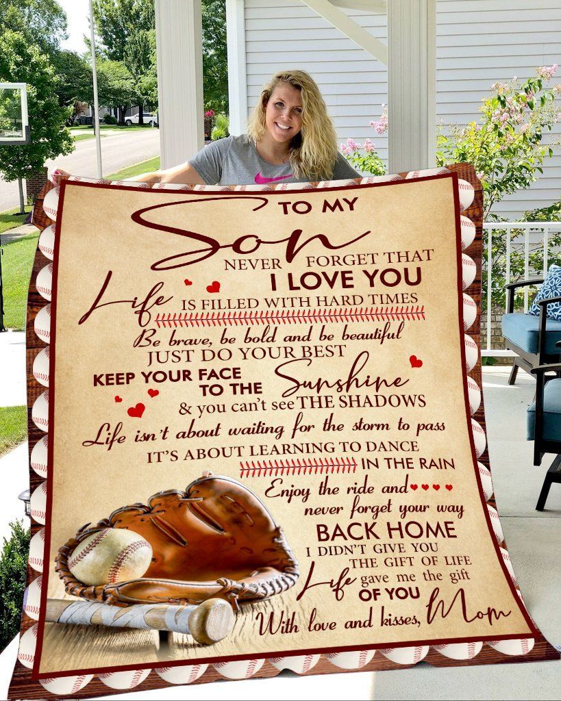 Baseball To My Son Never Forget That I Love You Sherpa Fleece Blanket