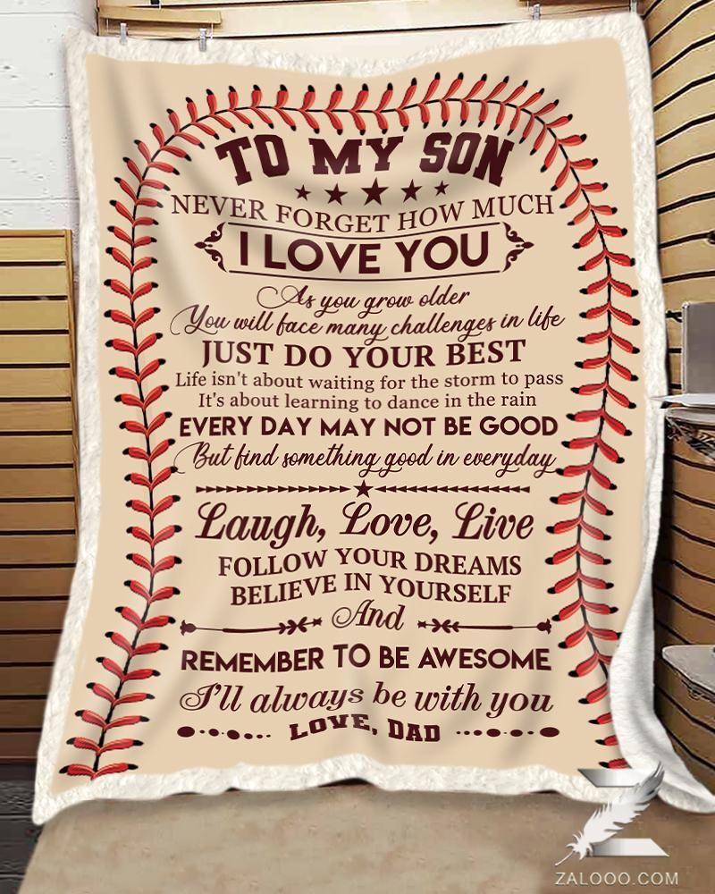 Baseball To My Son When Life Gets Hard Love Dad Sherpa Fleece Blanket